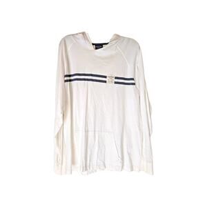 NAUTICA Men's Wht/Blue Striped L/S Hoody Sz LRG